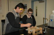 Students working on a chemistry lab